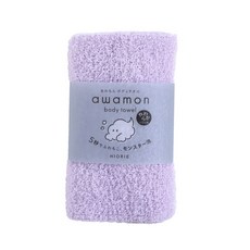 hiorie 日本桃雪 awamon 怪物級綿柔起泡親膚沐浴巾 亮紫色 柔軟 日本製造, 1入, 1條