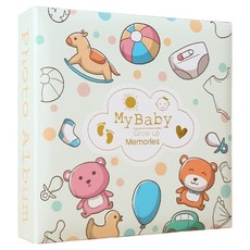 라늬온 종이 속지 포켓 앨범 200매, 베이지 곰돌이, 1개, 50매