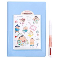짱구는못말려 심플 캐시북 + 스티커 + 볼펜 세트, 블루(캐시북), 1세트