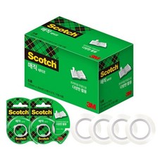 3M Scotch-Brite 百利 多用途魔術膠帶分配器 2個 + 替換裝4件組 20m x 12mm, 1組, 半透明