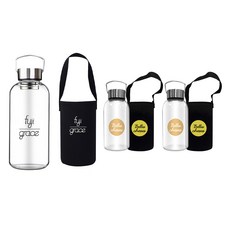 FUJI-GRACE 富士雅麗 高硼矽耐熱手提玻璃瓶三件組 附潛水布提袋 1.5L 2個 + 800ml 顏色隨機, 3.8L, 1組