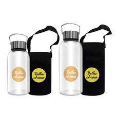 FUJI-GRACE 富士雅麗 高硼矽耐熱手提玻璃瓶組 附潛水布提袋 大(1L) + 小(800ml) 顏色隨機, 1組, 1.8L