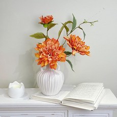 Floral M 花藝 仿真花禮, 1件, 復古少女油畫風牡丹 橘色