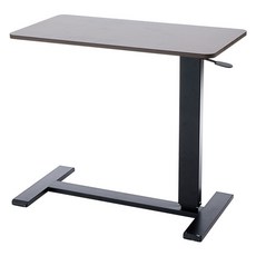 樂嫚妮 無段式升降氣壓桌/可摺疊收納邊桌, 深木紋色