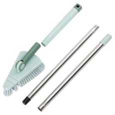 葉子小舖長柄三角清潔刷 可調節長度 180°旋轉刷頭 適用於浴室、廚房、陽台等多處清潔, 北歐藍綠, 1支