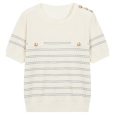 에이비에프지 여성용 단추 디테일 반팔 여름 니트 AFZ2MW31