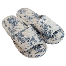 MA MAISON 法式鋪棉花朵室內鞋 客廳棉質室內拖鞋, 藍色, 1個