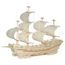 Soulych 木頭組裝 3D DIY 帆船系列 絲綢商船 維奇 WP-168 39 x 9 x 32 cm, 1個, 混合色