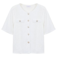 ab.plus 女款泡泡袖鈕扣皺褶短袖雪紡衫 LSZ2MB31