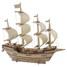 Soulych 木製組裝 3D DIY 帆船系列 明朝商船 39.5 x 10.8 x 34.3 cm, 1個, 混合色