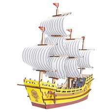 Soulrich 木製組裝 3D DIY 帆船系列 絲綢商船 38.5 x 9 x 33 cm, 1個, 混合色