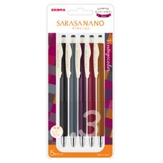 ZEBRA 斑馬牌 Sarasa Nano 按壓式鋼珠筆復古5色組 0.3mm, B款, 1組