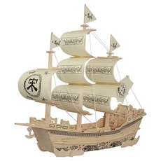 Soul Rich 木製組裝 3D DIY 帆船系列 松商船 39 x 9 x 32 cm, 1個, 混合顏色