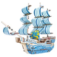 Soulrich 木製拼裝 3D DIY 帆船系列 夢想號 36.8 x 10.5 x 32.7 cm, 1個, 混合色