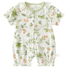 STARDOOR 嬰幼兒透氣領口蕾絲花朵短袖連身衣