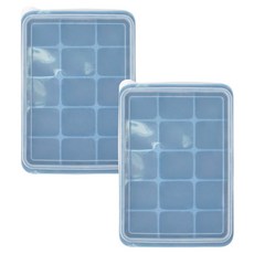 kitchen U 矽膠副食品冷凍多功能方塊 15格, 2個, 海軍藍