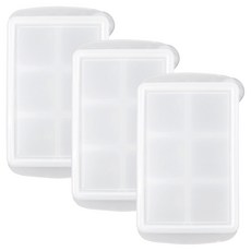 kitchen U 冰塊冷凍多功能方塊盒 6格, 3個, 白色