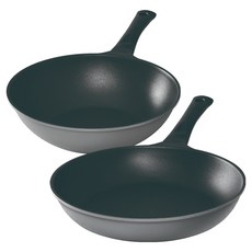 Kitchen-Art 鈦金不沾鍋2件組, 1套, 灰色, 平底鍋 30cm + 炒鍋 30cm