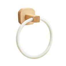 好物良品 免釘胡桃木鋁合金多功能毛巾置物架 21 x 17 x 9.5cm, 淺胡桃木/白掛環, 1個