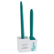 葉子小舖 仙人掌馬桶刷套組, 雙刷頭設計, 長柄省力, 免釘安裝, 附芳香膏, 綠色, 1組