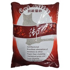 御 頂級貓砂 粗砂 紅色 無香 凝結型, 1包, 10L