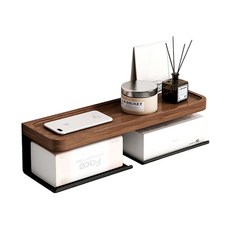 原木質感面紙盒置物架 38cm, 深胡桃木/黑色, 1個