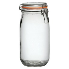 utopia 扣式玻璃密封罐 橘色 1.5L，密封保鮮、防潮收納，廚房儲物好幫手, 1個