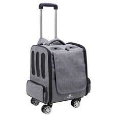 DO DO PET 文青風雙肩大背包式寵物拉桿箱 拉背提三用 360度萬向輪 8kg以下寵物貓狗適用, 1個, 灰色