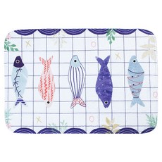 E.City 文青風彩繪加厚款 慢回彈吸水萬用防滑地墊, 魚, 1個