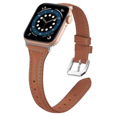 Mozoree Apple Watch 纖薄皮革錶帶, 1個, 棕色