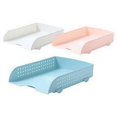 Mabsop Shop桌上型辦公室文件托盤整理盒 3種組 BRP443, 白色, 藍色, 粉色, 一層