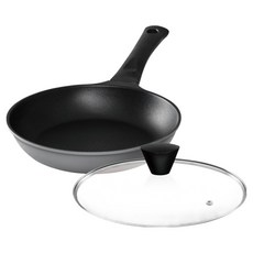 Kitchen-Art 鈦金屬平底鍋 灰色 + 玻璃鍋蓋組合, 20cm, 1套