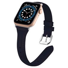 Mozoree Apple Watch 纖薄皮革錶帶, 1個, 黑色