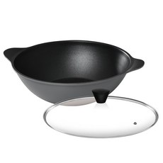 Kitchen-Art 鈦金派對炒鍋 灰色 + 玻璃鍋蓋套組, 28cm, 1套