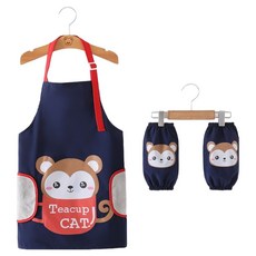 生活智慧 兒童美術班防水圍裙罩衫, 猴子海軍藍