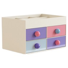 Mabsoshop 桌上型文具筆筒抽屜收納盒 4層抽屜 BRP386, 1個, 混合色