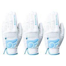INCONTRO 女款Angel Wing Skin Fit半羊皮高爾夫手套 左手用, 3個, 天藍色