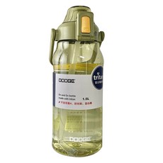 DODGE 道奇 Tritan 戶外防摔彈蓋吸管運動水壺, 1.5L, 1個, 綠色