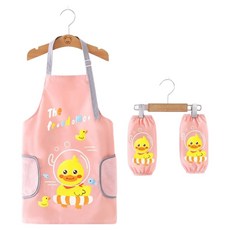 生活智慧 兒童美術班防水圍裙罩衫, 鴨子粉紅色