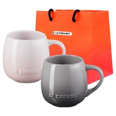 르크루제 U머그 소 2p 320ml 세트 BULK + 쇼핑백 S, 쉘핑크 + 플린트, 1세트