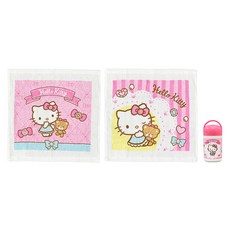 MARUSHIN 丸真 三麗鷗 純棉洗臉巾2件組 附提把外盒, 1組, 盛裝打扮 粉紅色