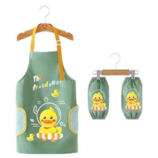 生活智慧 兒童美術補習班防水圍裙畫畫衣, 鴨子綠色