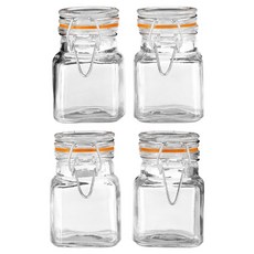 Premier 扣式玻璃密封罐 橘色 90ml, 容器 + 蓋子, 4個
