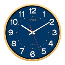A-ONE 金吉星 仿竹絲框藍底 靜音掛鐘 TG-0287, 藍色
