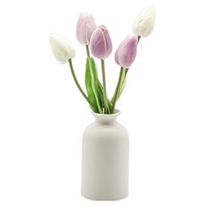 Floral M 花藝 仿真花 荷蘭鬱金香小花園花禮, 白色, 1個