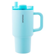 cook power 鍋寶 珍珠粗吸管陶瓷手把杯, 清韻藍, 900ml, 1個