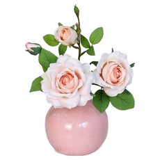 Floral M 花藝 人造花 安娜玫瑰小花園仿真花禮, 1組, 粉色