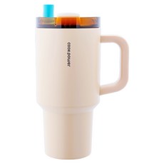 cook power 鍋寶 珍珠粗吸管陶瓷手把杯, 時光棕, 900ml, 1個