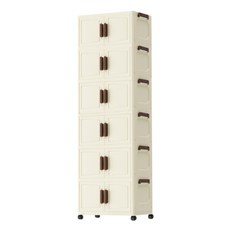 FANCY LIFE 帶輪折疊收納櫃 6層, 奶油白