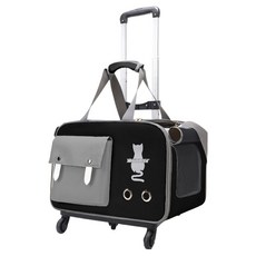 毛皇上 寵物外出行李推車 + 手提包, 1組, 黑拼灰